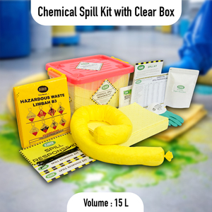 15L Chemical Spill Kit with clear <b>box</b> with Absorbent Pads <b>Socks</b> PPE for Acid Chemical Liquid Spill for Lab Factory Warehouse Use - Product Image 2