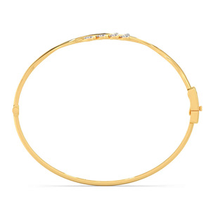 Brazalete con diseño de hoja ondulada inspirado en la naturaleza, con cierre de diamante - Product Image 4