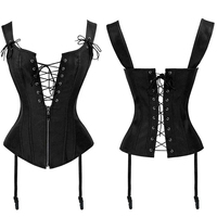 Corset en cuir pour femme avec broderie en dentelle sur le devant, haute compression, respirant, sans couture, style gothique - Couleur et taille personnalisables