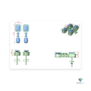 Boucles d'oreilles pendantes en or blanc 3,03 carats avec émeraude et diamant ovale cultivé en laboratoire, en or massif 18 carats - Product Image 4