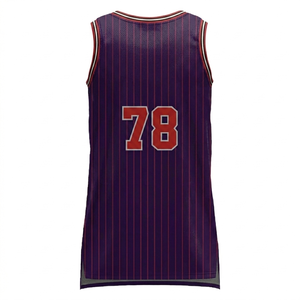 Maillot de basket-ball personnalisé pour femme, violet foncé, uniforme d'équipe personnalisé, sans manches, respirant, OEM - Product Image 2