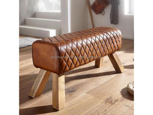 Modern Leather Upholstered Bench Wooden <b>Legs</b> Tufted Ottoman Bench Living Room Bedroom Seating Bench 2026 - Product Image 2