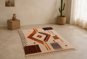 Custom Handmade Moroccan Berber Wool <b>Rug</b> Hand Knotted Tribal Geometric <b>Boho</b> Area Carpet for Living Room Bedroom - Product Image 2