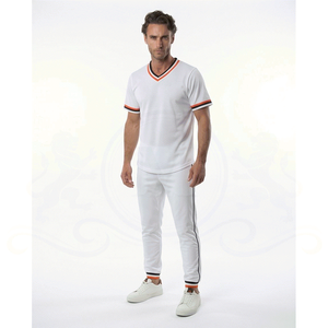 Maillot de football blanc à col en V et manches courtes pour homme, en maille respirante, coupe classique, toutes saisons, couleur unie, vêtements de sport - Product Image 3