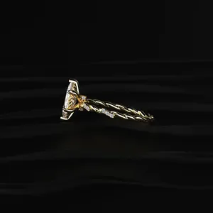 Bague de fiançailles classique en diamant marquise 1,1 carat avec pavé torsadé, bijoux fins en diamant cultivé en laboratoire provenant d'un fournisseur indien - Product Image 3
