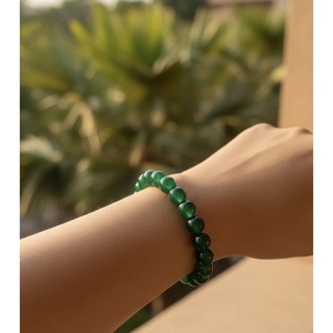 Handcrafted Green <b>Jade</b> Beaded Bracelet for Gift-Wholesale Healing Crystal <b>Bangle</b> From India - Product Image 3