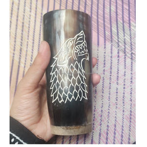 Personalizado exquisito Vintage oso bebiendo Koi taza hecha a mano cuerno Natural corto antiguo tallado estilo Animal negocio perfecto - Product Image 1