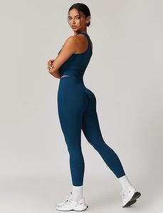 Leggings con Cintura Elástica para Entrenamiento, Gimnasio, Fitness, Conjuntos de Yoga para Mujer, Nuevo Diseño, Lisos, Teñidos, Conjuntos Deportivos Extra Grandes para Mujer - Product Image 3