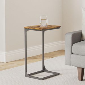 End <b>Table</b> Set for <b>Sofa</b> Rustic Brown Black Metal Frame <b>Small</b> TV Tray for Living Room Bedroom - Product Image 2