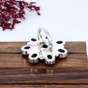 Copper Purple Turquoise Cluster <b>Ring</b> Oxidized Sterling <b>Silver</b> Floral <b>Statement</b> <b>Ring</b> Boho Artisan Jewelry Gift for Her - Product Image 2