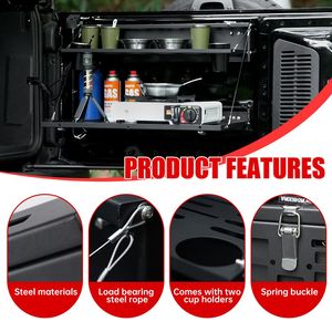 Rack portaoggetti posteriore pieghevole a 2 livelli per Ford Bronco 2021-2024, mensola da scrivania per portellone, pannello Molle per supporto portacarichi - Product Image 6