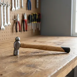 ค้อนหัวลูกเหล็กคาร์บอนคุณภาพสูงสำหรับอุตสาหกรรมอุปกรณ์แบบ DIY โลโก้ตามสั่งพร้อมที่จับไม้ทนทาน - Product Image 4