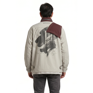 Chaqueta Cortavientos Asimétrica para Hombre, 165GSM, Nailon Arrugado, Diseño Personalizado de Fábrica OEM, Estilo Urbano Vanguardista, Talla Grande - Product Image 2