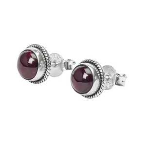 Handmade Garnet <b>Stud</b> Earrings Gold Plated <b>Sterling</b> <b>Silver</b> Rope Edge Birthstone Jewelry Gift for Her Beautiful Jewelry - Product Image 4