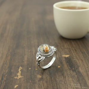 Pure 925 Sterling Silver Oyster Turquoise <b>Ring</b> Gold Yellow Plated Handmade Vintage Boho <b>Statement</b> Adjustable Women Jewelry Her - Product Image 6