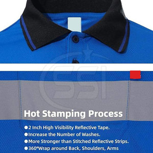 Construction and Maintenance Safety Polo Shirt Breathable Reflective Water Proof ANSI Class 2 <b>LED</b> Flash Professional Style - Product Image 5