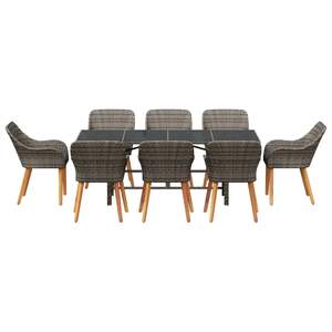 ชุดโต๊ะรับประทานอาหารในสวนหวายโพลีสีเทา 9 ชิ้น พร้อมเบาะรองนั่ง ชุดโต๊ะรับประทานอาหารในสวนหวายโพลีสีเทา 9 ชิ้น พร้อมเบาะรองนั่ง - Product Image 3