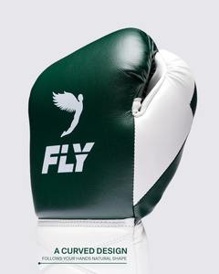 Guantes de boxeo de piel auténtica de alta calidad, personalizados en verde y blanco, con cordones, para combate de boxeo y gimnasio. - Product Image 2
