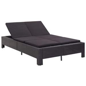 Chaise longue en rotin PE noir de 78,7 po x 21,7 po x 2,4 po avec coussins - Product Image 1