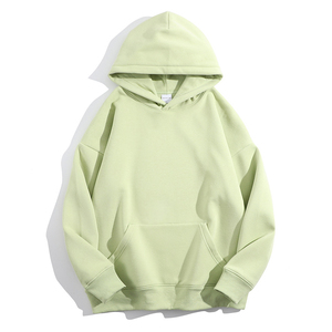 Sweat à capuche polaire d'hiver uni en polyester/coton 500 g/m² 420 g/m² coupe classique avec logo frontal et épaules tombantes – Vente en gros - Product Image 4