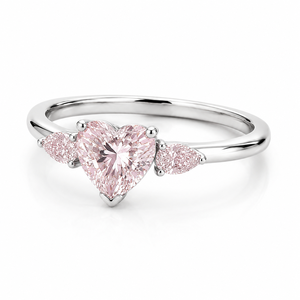 Anillo de compromiso de lujo con tres diamantes rosas en forma de corazón, cultivados en laboratorio, plata de ley 925, anillo de promesa romántico personalizado para mujer - Product Image 6