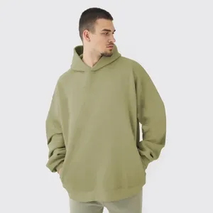 Sweat-shirt à capuche unisexe vert olive, coupe classique, en polaire, couleur unie, décontracté, pour l'automne, avec poche, polyester/coton, séchage rapide - Product Image 2