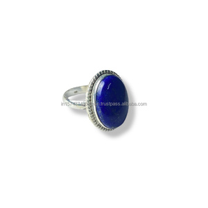 Handmade 925 Sterling Silver Simple Oval Cut <b>Lapis</b> <b>Lazuli</b> Moissanite Bezel Setting <b>Ring</b> Classic Wedding Anniversary Engagement - Product Image 2