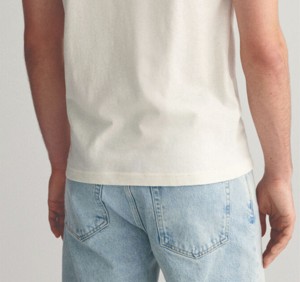 Camiseta de Hombre con Diseño Moderno, Lavada, Casual, con Hombros Caídos, Cuello a Rayas, Sostenible, Suave, Antiencogimiento, Color Personalizado, Venta al Por Mayor - Product Image 1