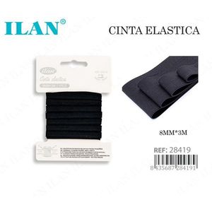 Fascia elastica Ilan 8 mm x 3 m nera per cucito e artigianato - Product Image 1