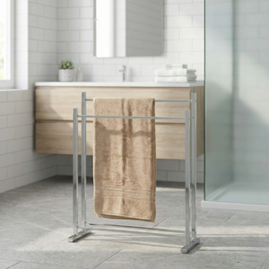 DIY Modern Cast Iron Chrome Heater <b>Towel</b> <b>Drying</b> Rack with 2 Bars for Hotel Use-Free Standing - Product Image 1