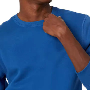 Sweat-shirt unisexe bleu à col rond, coupe classique, tricoté, couleur unie, décontracté, manches longues, haut uni teint, pour homme - Product Image 4