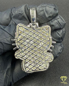 Colgante de Gato Adorable con Incrustaciones de Piedras Rosas, Estilo Hip Hop, con Diamantes de Moissanita, Amuleto de Lujo de Dibujos Animados para Mujeres y Hombres - Product Image 5