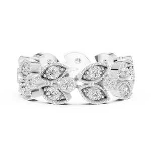 Bague Éternité Unisexe en Argent 925 avec Diamants de Laboratoire Ronds Motif Feuille, Inspirée de la Nature, Style Vintage, pour Mariage et Anniversaire, Scintillante - Product Image 1