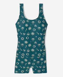 Combinaison décontractée pour femme 2026, imprimé bleu sarcelle, bretelles spaghetti, motif soleil, lune et œil, maillot de bain printemps-été, coupe classique, vente en gros - Product Image 1