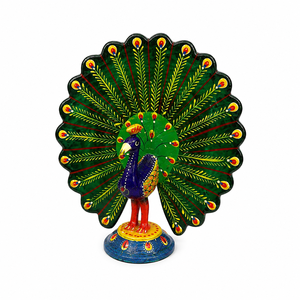 Figurine de paon en métal contemporaine artisanale |   Décoration d'intérieur colorée, cadeaux et présentoirs de table - Product Image 2