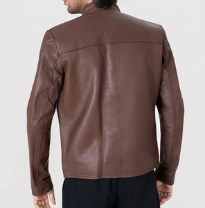 Icon by Gilani Men’s Brown Biker Leather <b>Jacket</b> - Moto <b>Cafe</b> <b>Racer</b> <b>Jacket</b> - Product Image 6