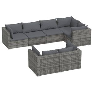 Set Lounge da Giardino Grigio in Rattan, Arredamento da Esterno a 6 Posti dal Design Contemporaneo - Product Image 2
