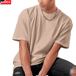Camiseta de Manga Corta con Cuello Redondo para Hombre, Color Beige, Corte Regular, Tejido Jersey Informal, 100% Algodón, Color Sólido, Marca INDEX SPORTSWEAR - Product Image 4