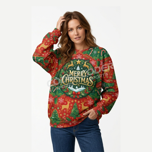 Latest Design Wholesale High Quality OEM <b>Women's</b> <b>Christmas</b> Mock Neck <b>Sweatshirt</b> Plaid Contrast Design Pullover Supplier - Product Image 3