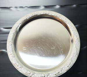 Metal Charger <b>Plate</b> Engraved Custom Border Design Tableware Food Serving Dish 12" Metal <b>Plates</b> & Dishes Restaurant Supplies - Product Image 1