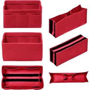 Large Red Felt <b>Bag</b> Organizer Insert for Tote Purse 14-Pockets Purse Insert with <b>Charms</b> - Product Image 3