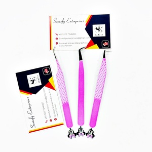 Pince à cils Somofy Enterprises rose en acier inoxydable, pointe lisse, prise en main parfaite, longueur 10 mm, ensemble de précision, logo personnalisé pour entreprise - Product Image 6