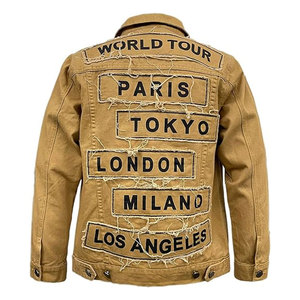 เสื้อแจ็คเก็ตยีนส์ผู้ชายสไตล์วินเทจขาดๆ แบบลำลอง สตรีทแวร์ แฟชั่น เสื้อโค้ททรัคเกอร์ ผ้าฝ้ายผสม ใส่สบาย - Product Image 1