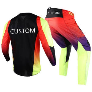 Ensemble de vêtements de sport pour hommes en jersey respirant à manches courtes et pantalon, % polyester, pour motocross et course à vélo, avec options personnalisables - Product Image 5