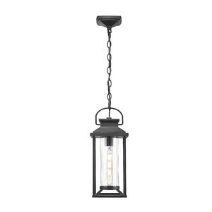 Lampadario esterno moderno per esterno con luce a costine nera per esterno per portico Gazebo Patio casa antiruggine impermeabile 1 confezione - Product Image 2