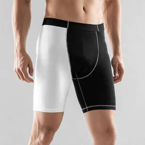 Men's Casual Fitness Base <b>Layer</b> Compression Shorts Leggings Front Logo Quick Dry Sports Tight Stretch Solid High Quality - Product Image 4