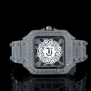 High on Demand Luxury Fully Automatic VVS Moissanite <b>Diamond</b> Iced Quartz Movement <b>Watch</b> Stainless Steel Band Available at Sale - Product Image 1