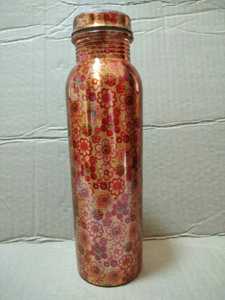 Botella de Agua de Cobre con Estampado Floral Rojo y Rosa, Frasco de Hidratación con Recubrimiento de Esmalte, Proveedor Mayorista - Product Image 1
