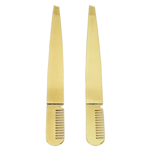 Pince à épiler peigne 2 pièces, pince à épiler biseautée professionnelle en acier inoxydable haute dureté, double tête et logo personnalisé - Product Image 5