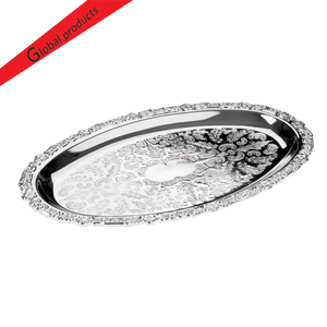Bandeja Decorativa para Servir, para Uso en la Cocina, de Alta Calidad, Hecha a Mano, Plateada, de Metal, para Hoteles - Product Image 1